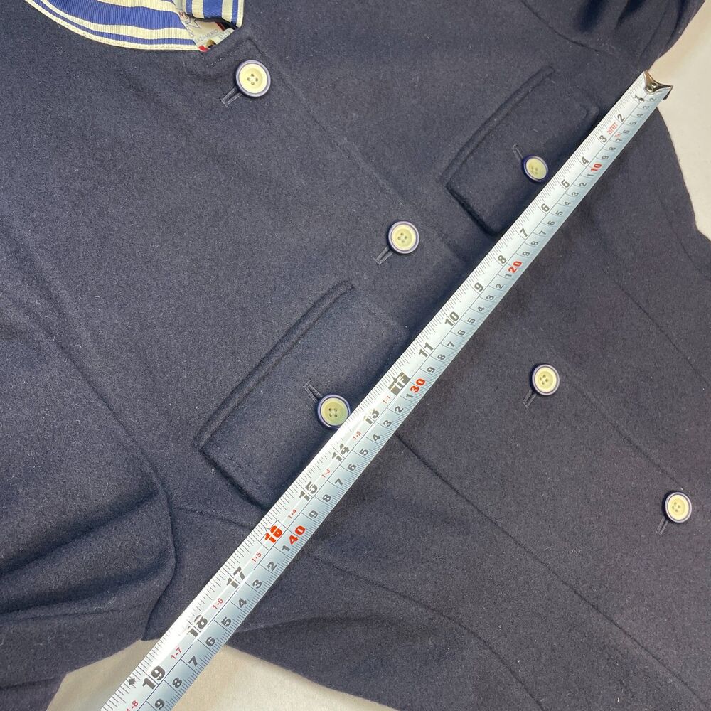 ~ Vintage RARE Armani Jeans Med Wool Military Jacket HTF Women's Button Up Lined - Picture 8 of 14